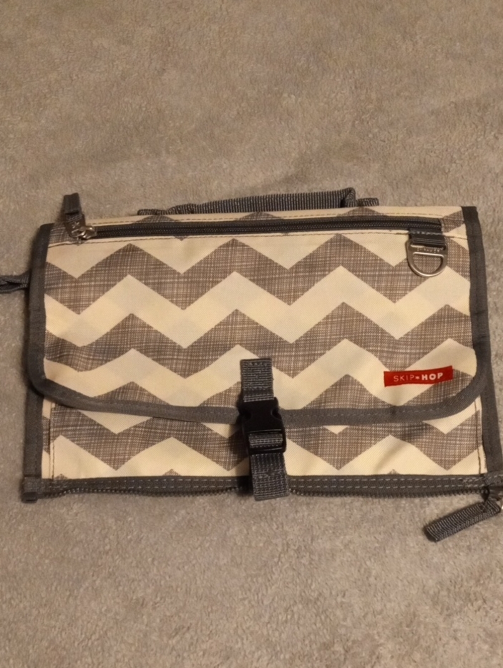 Skip Hop Gray and Cream Chevron Foldable Toiletry Organizer
